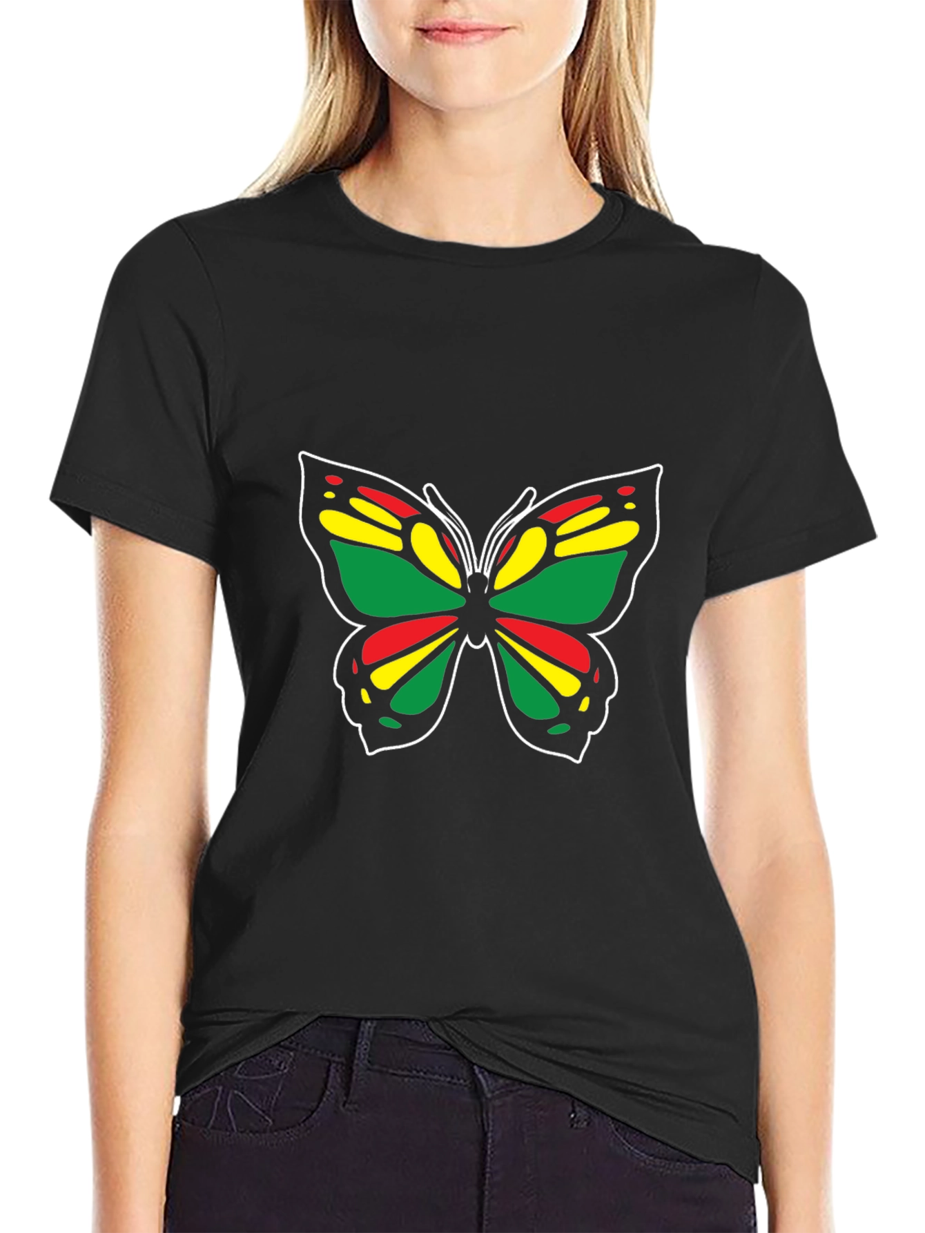 Rasta Butterfly Black T-Shirt