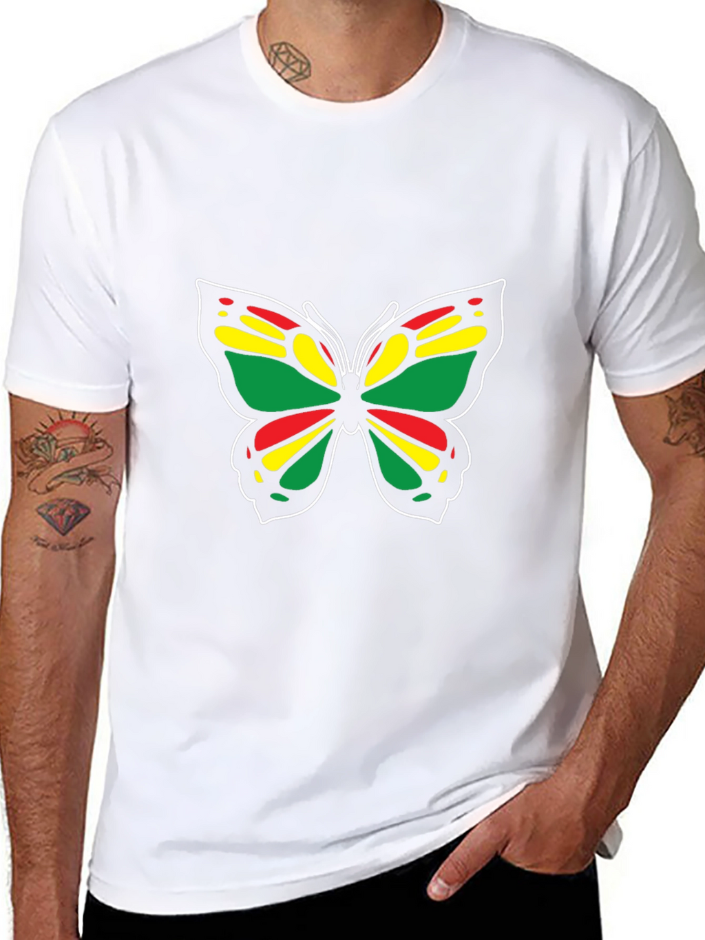 Rasta Butterfly Black T-Shirt