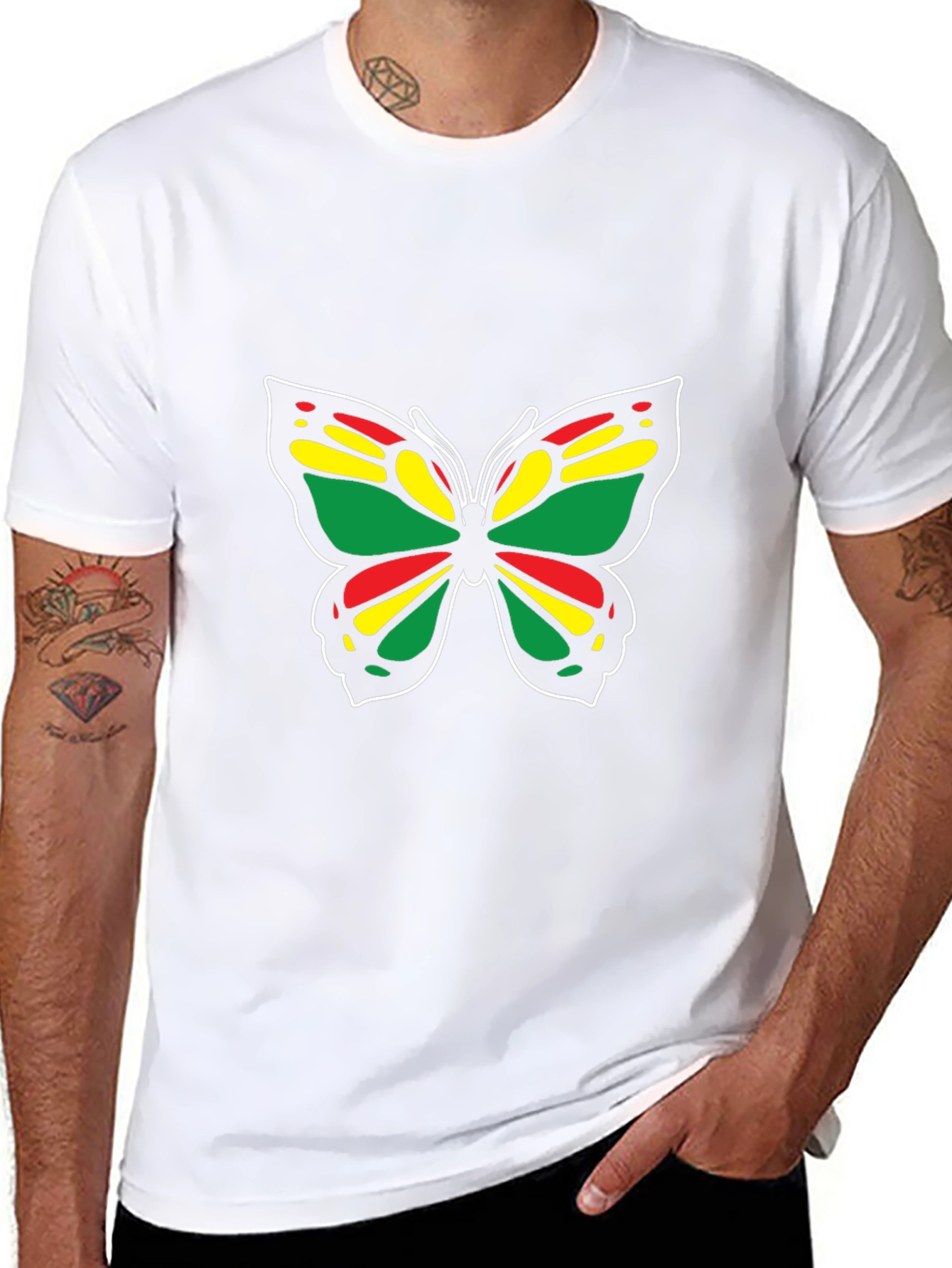 Rasta Butterfly Black T-Shirt