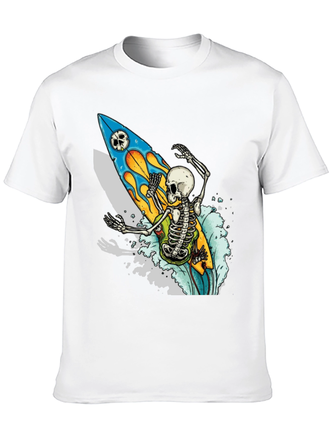 Skeleton Surfer Graphic Tee - Ride the Wave in Style!