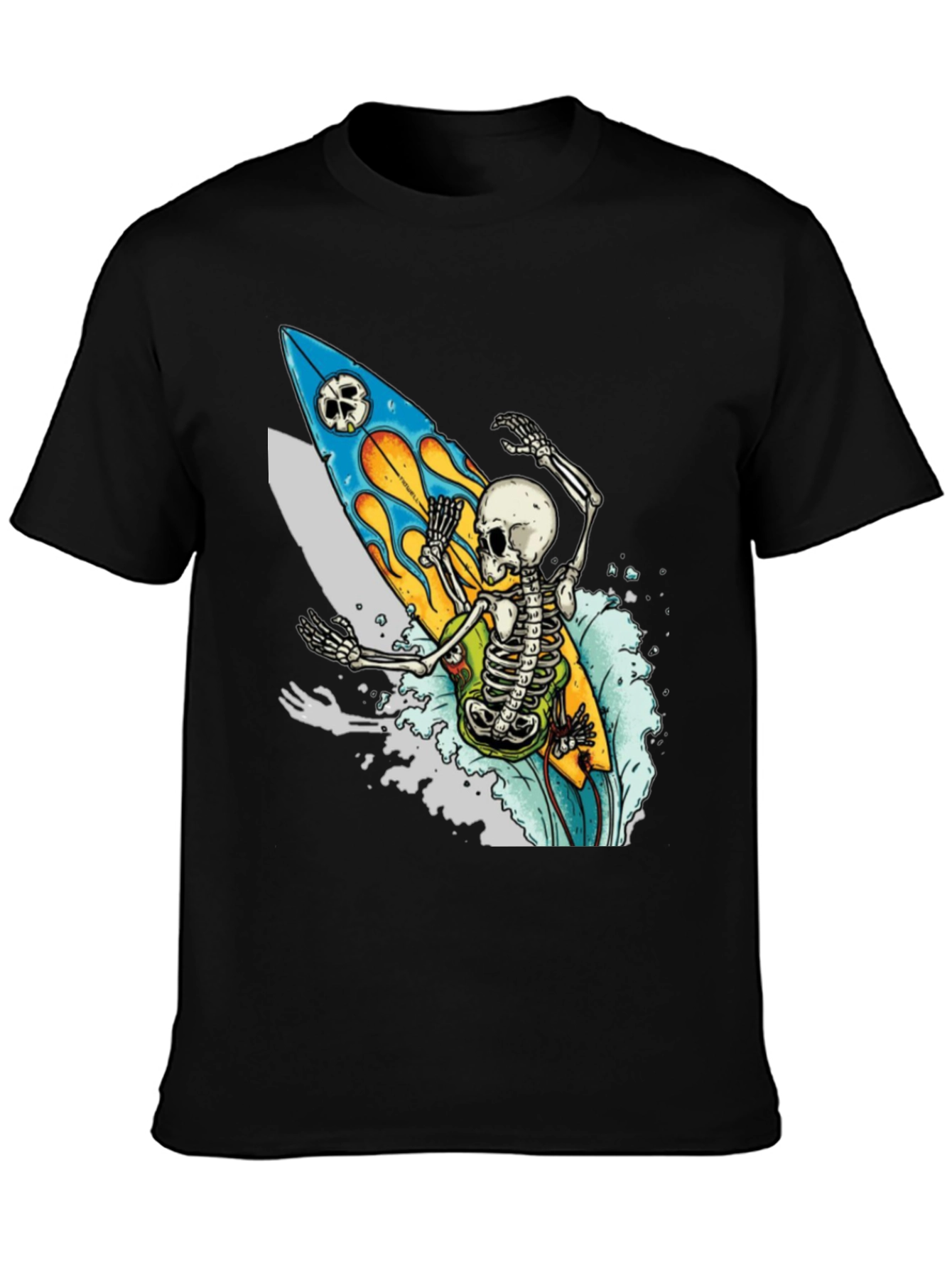 Skeleton Surfer Graphic Tee - Ride the Wave in Style!