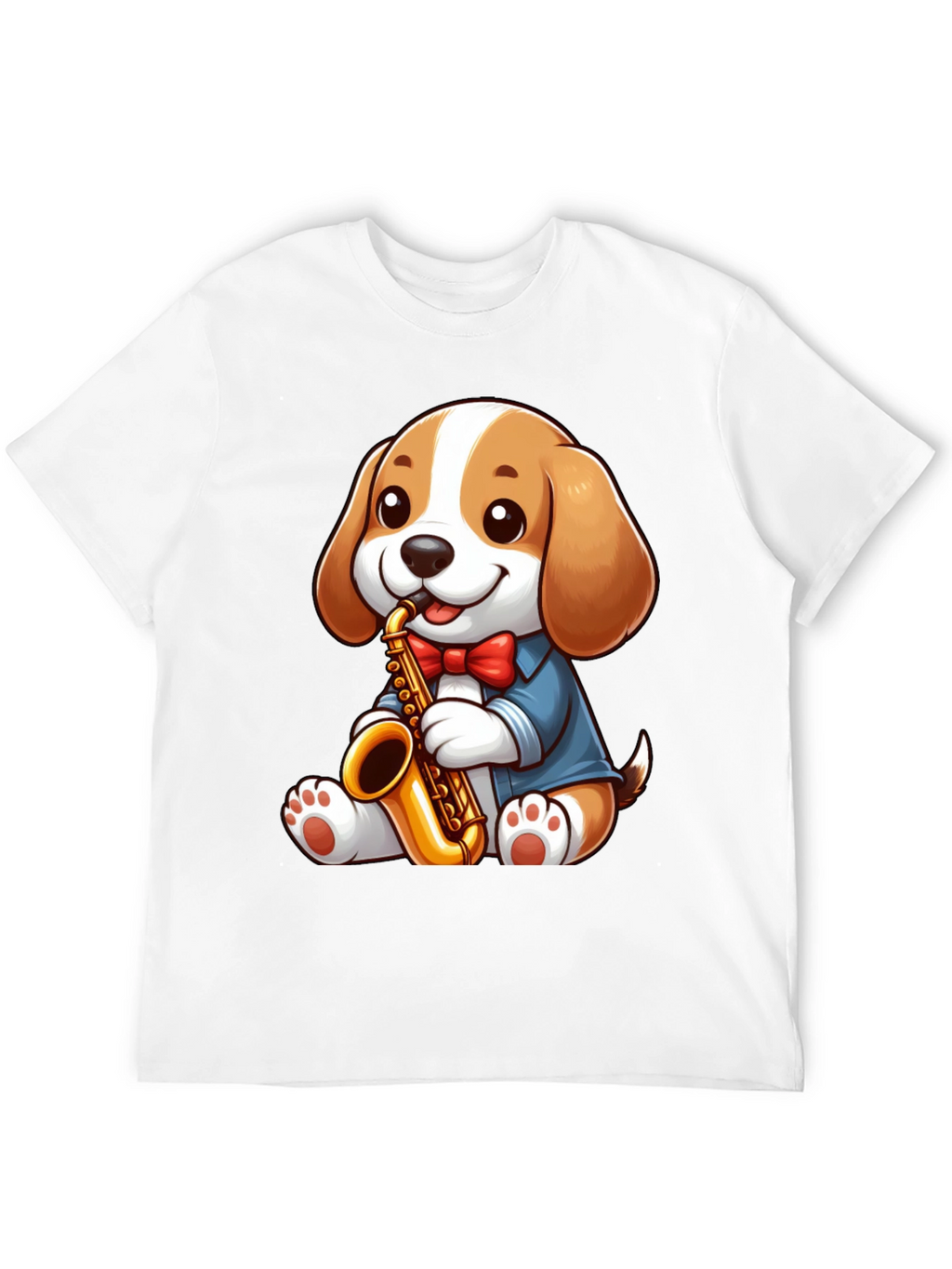 Cute Dog Saxophone T-Shirt - Music Lover Tee