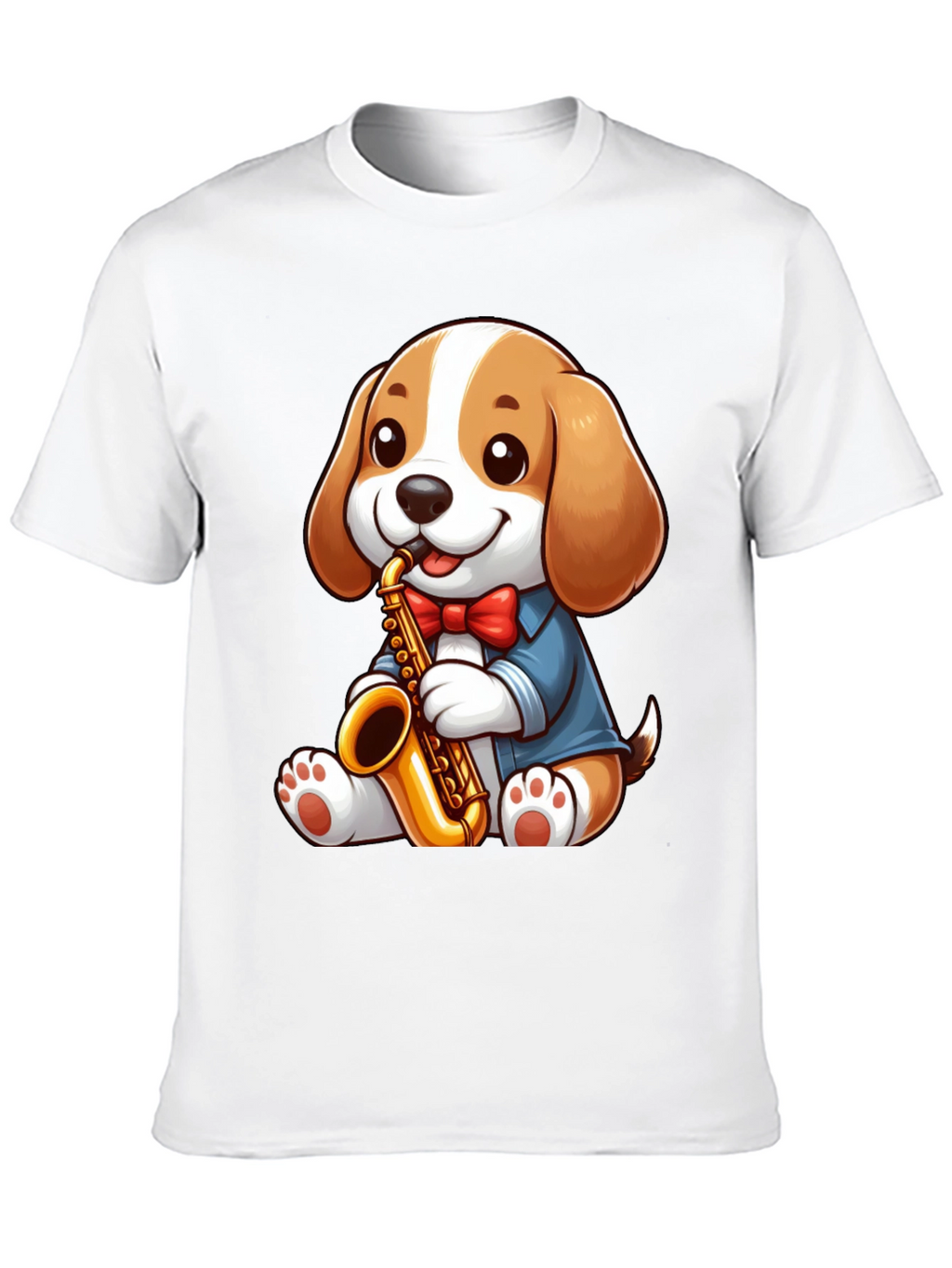 Cute Dog Saxophone T-Shirt - Music Lover Tee