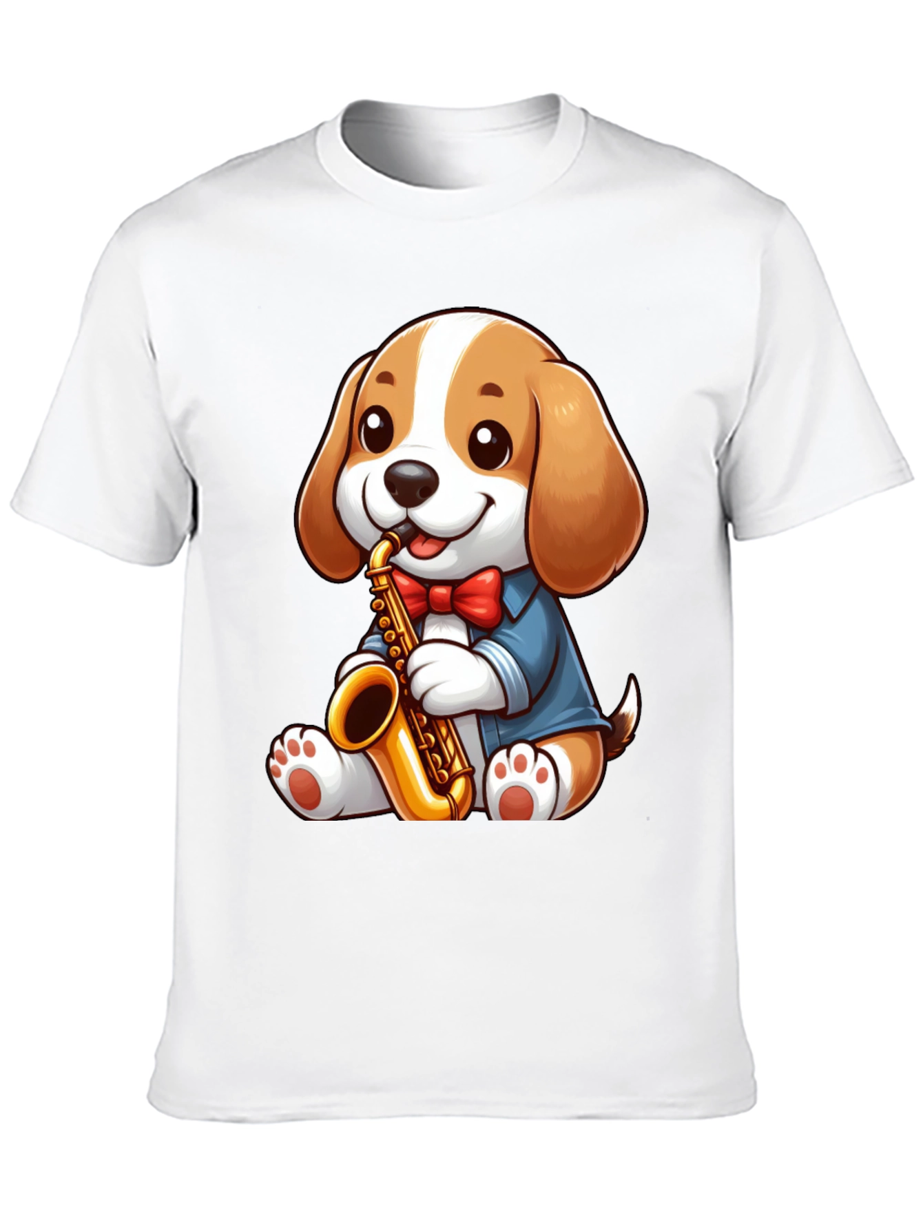 Cute Dog Saxophone T-Shirt - Music Lover Tee