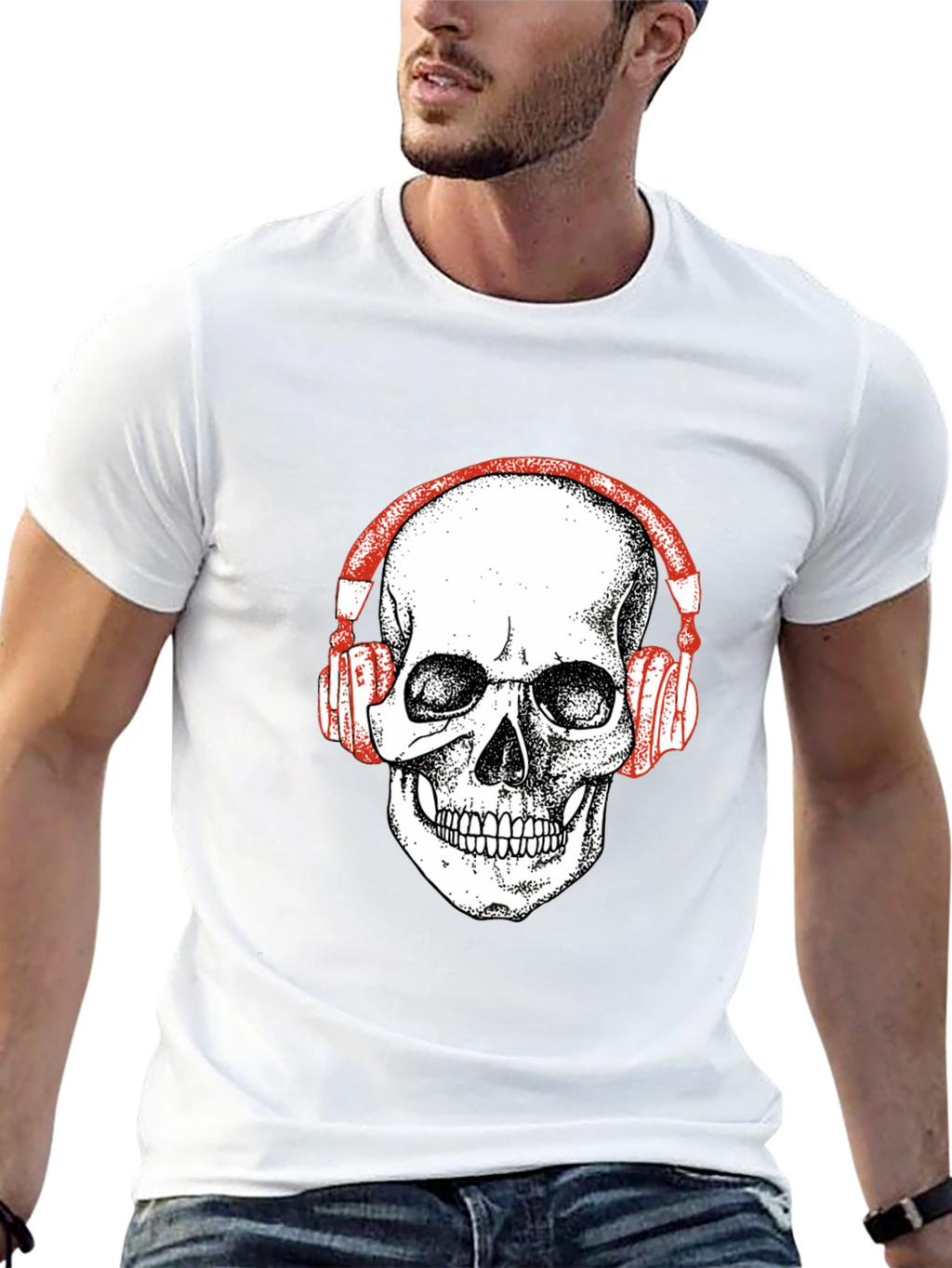 Skull Headphones Graphic Tee - Black