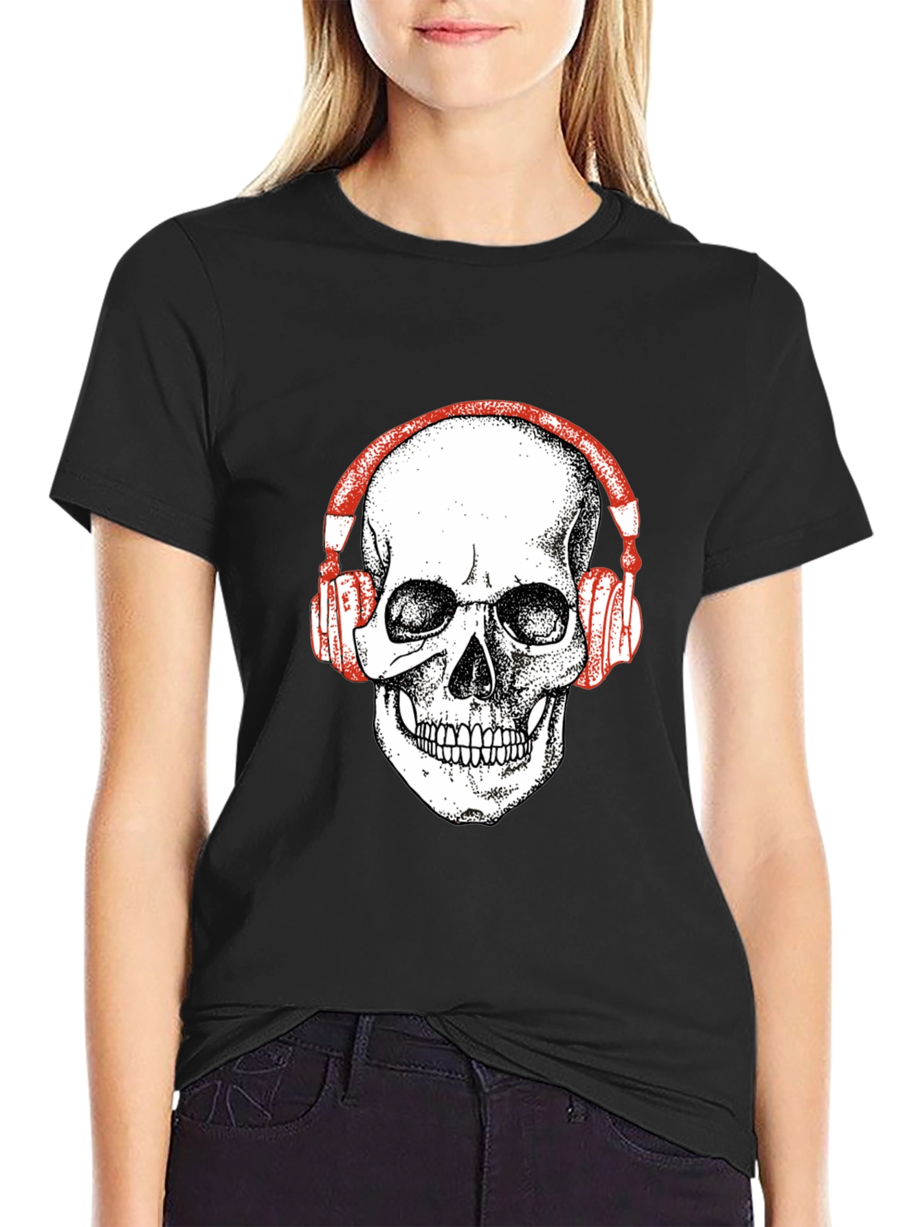 Skull Headphones Graphic Tee - Black
