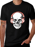 Skull Headphones Graphic Tee - Black