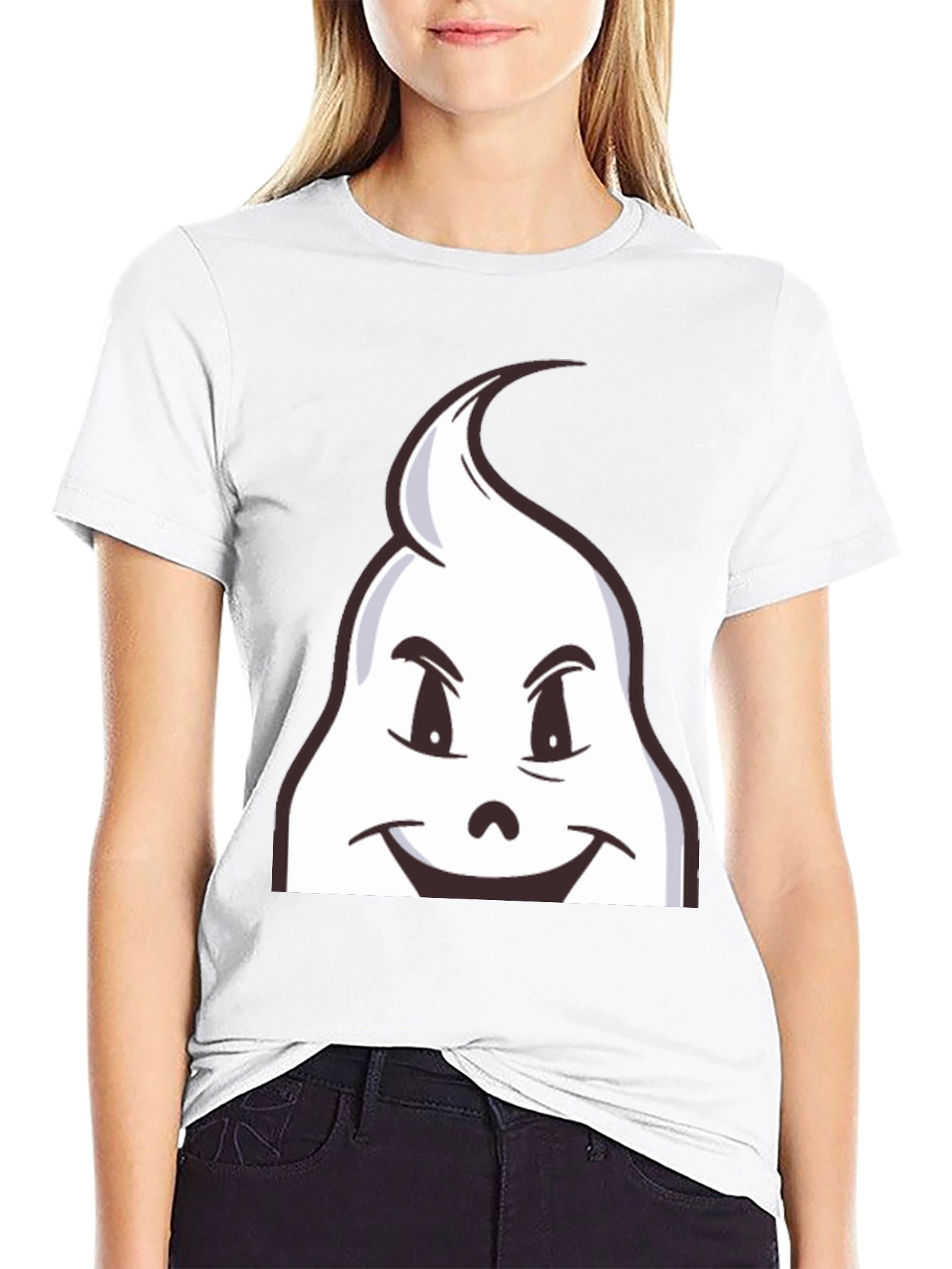 Fun Cartoon Ghost Graphic Black T-Shirt