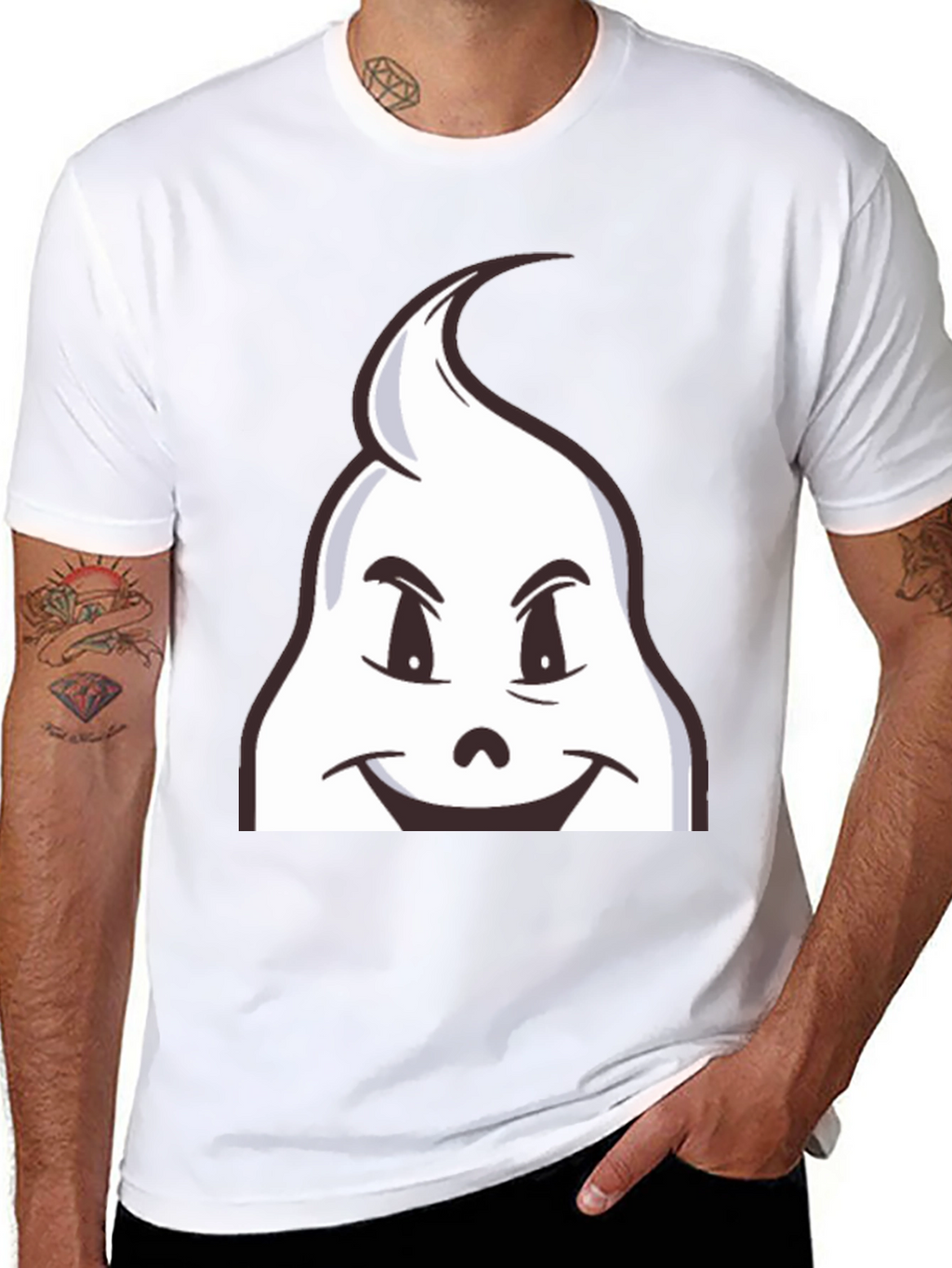 Fun Cartoon Ghost Graphic Black T-Shirt