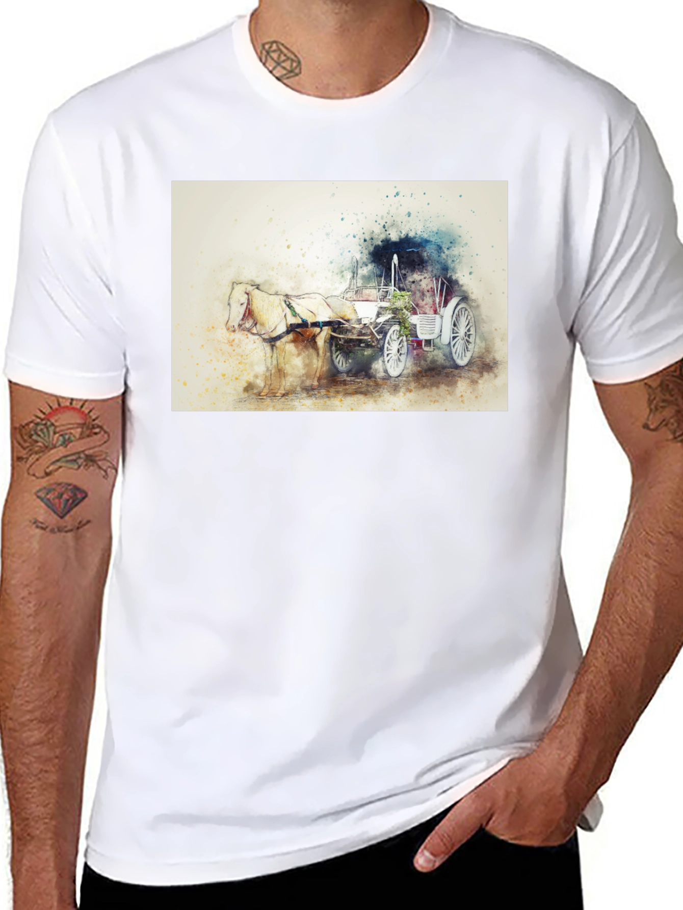 Horse & Carriage T-Shirt - Artistic Design