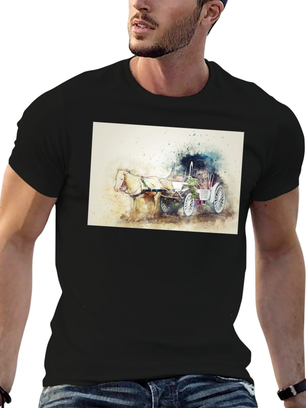 Horse & Carriage T-Shirt - Artistic Design
