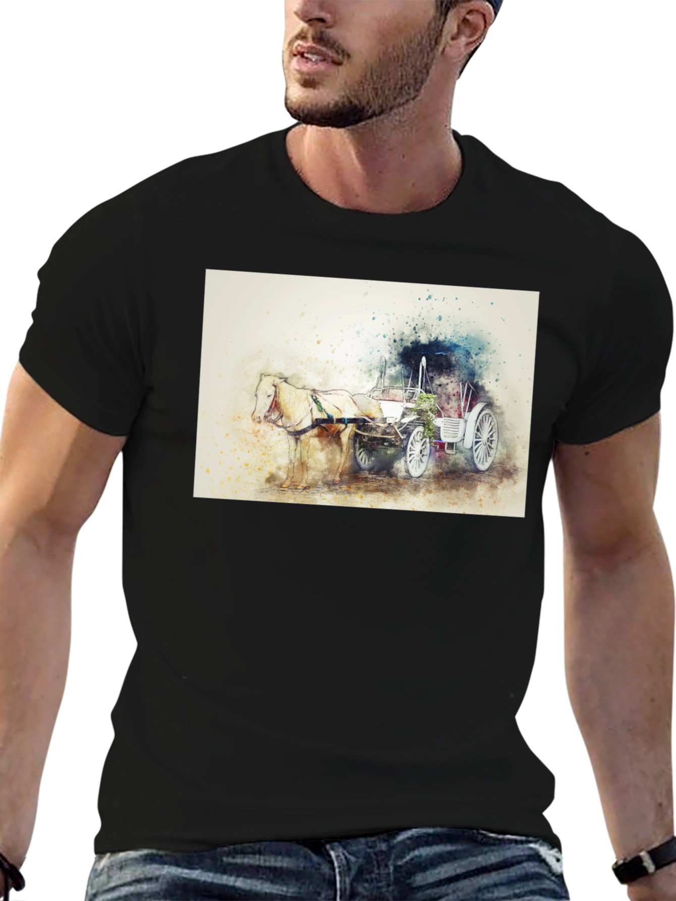 Horse & Carriage T-Shirt - Artistic Design