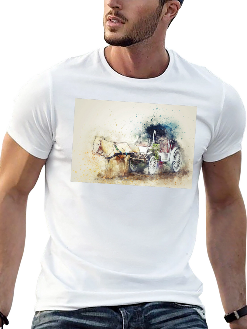 Horse & Carriage T-Shirt - Artistic Design
