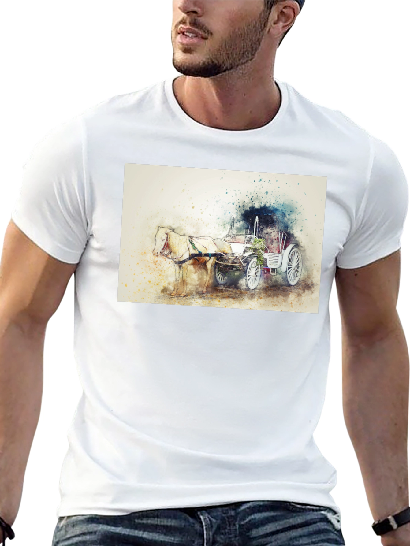 Horse & Carriage T-Shirt - Artistic Design