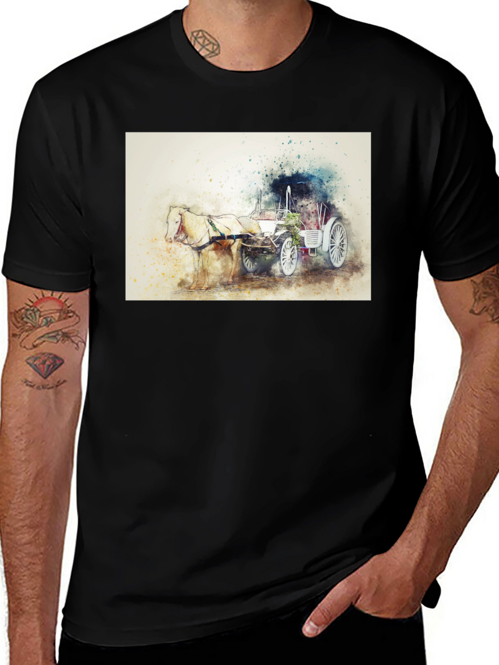 Horse & Carriage T-Shirt - Artistic Design