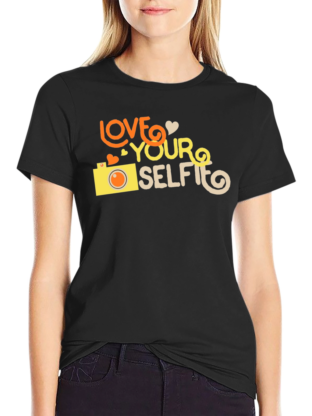 Love Your Selfie Black Graphic T-Shirt