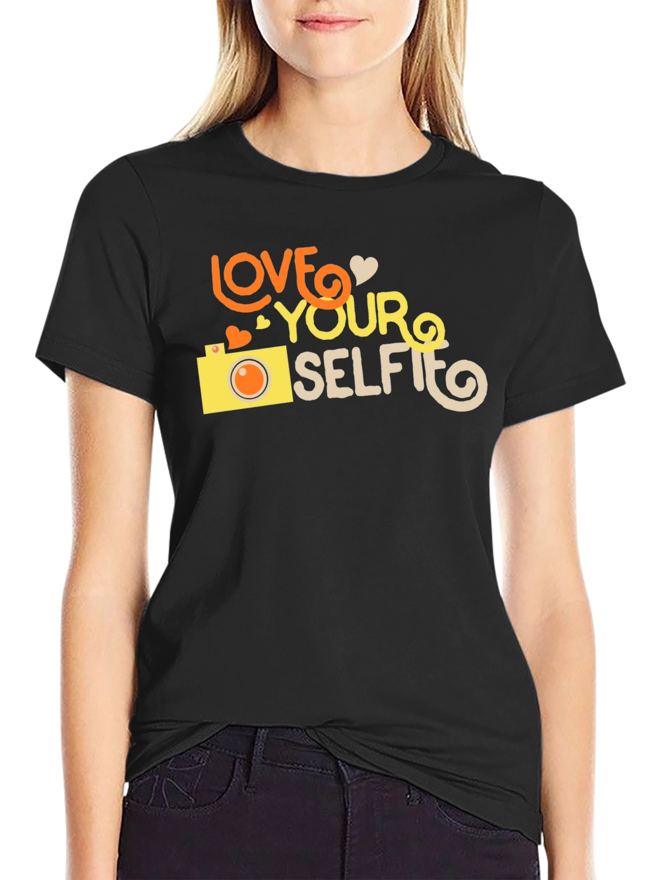 Love Your Selfie Black Graphic T-Shirt