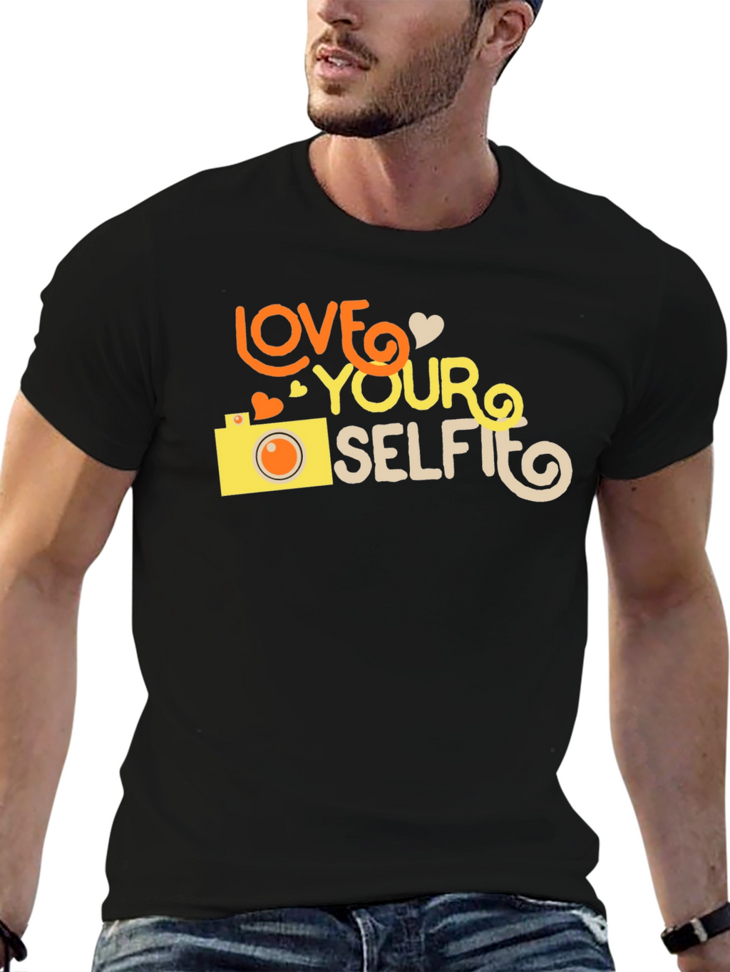 Love Your Selfie Black Graphic T-Shirt