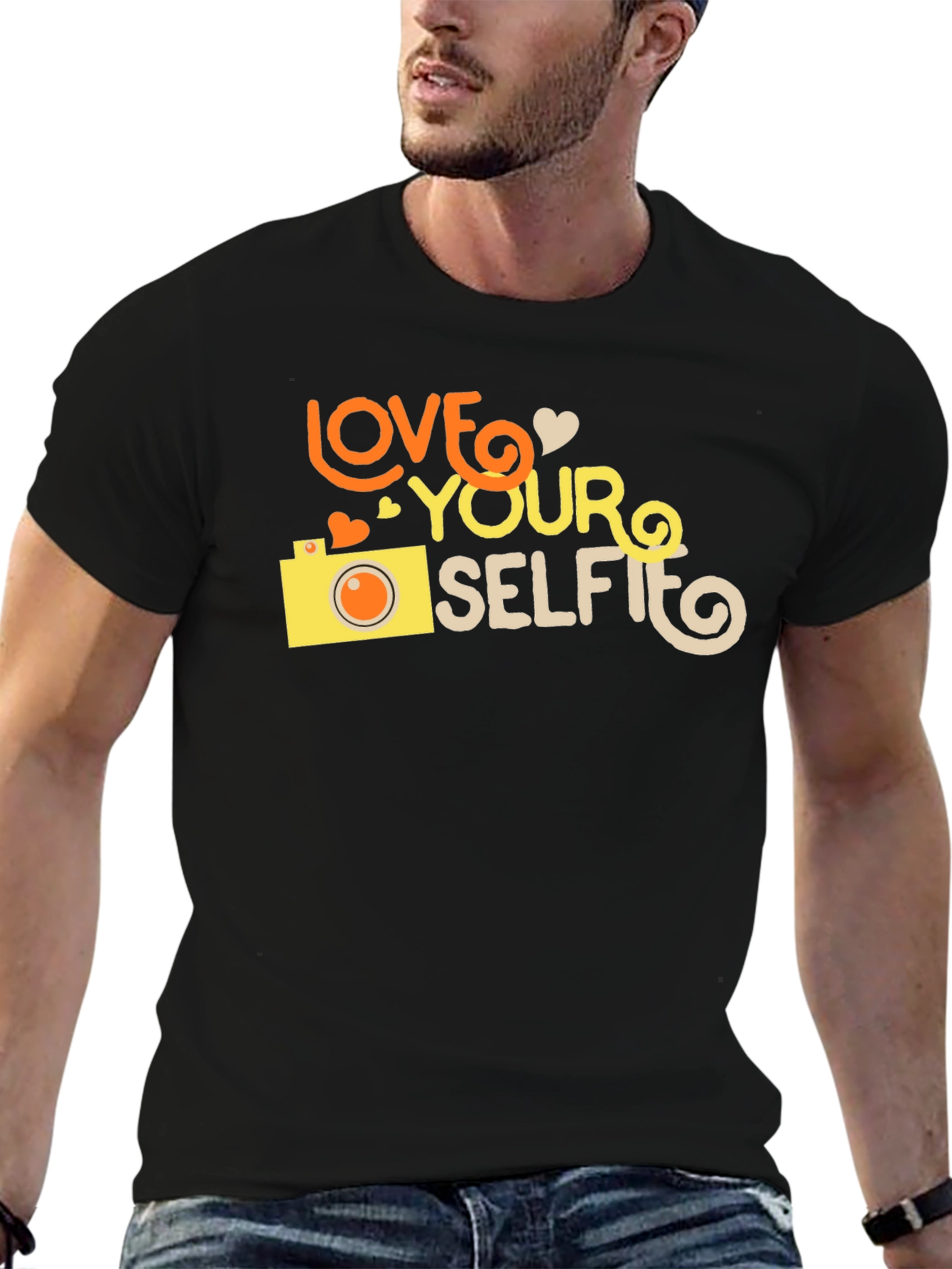 Love Your Selfie Black Graphic T-Shirt