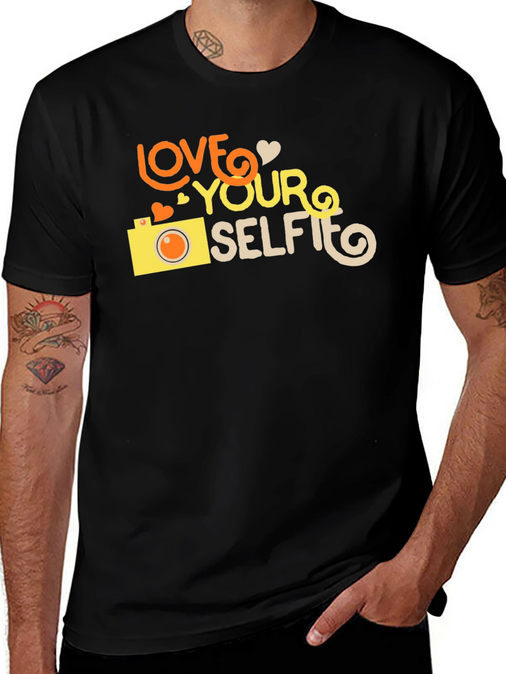 Love Your Selfie Black Graphic T-Shirt