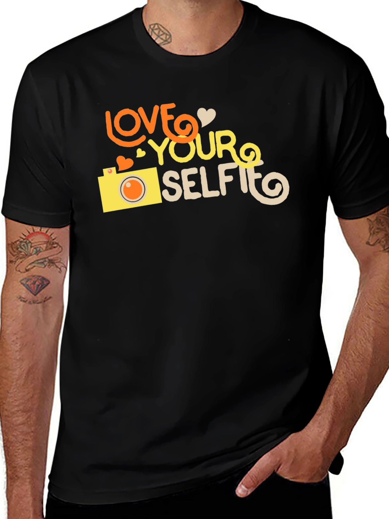 Love Your Selfie Black Graphic T-Shirt