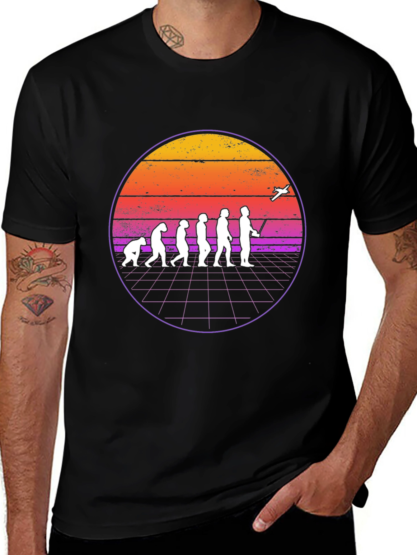 Evolution of Flight T-Shirt - Retro Pilot Design