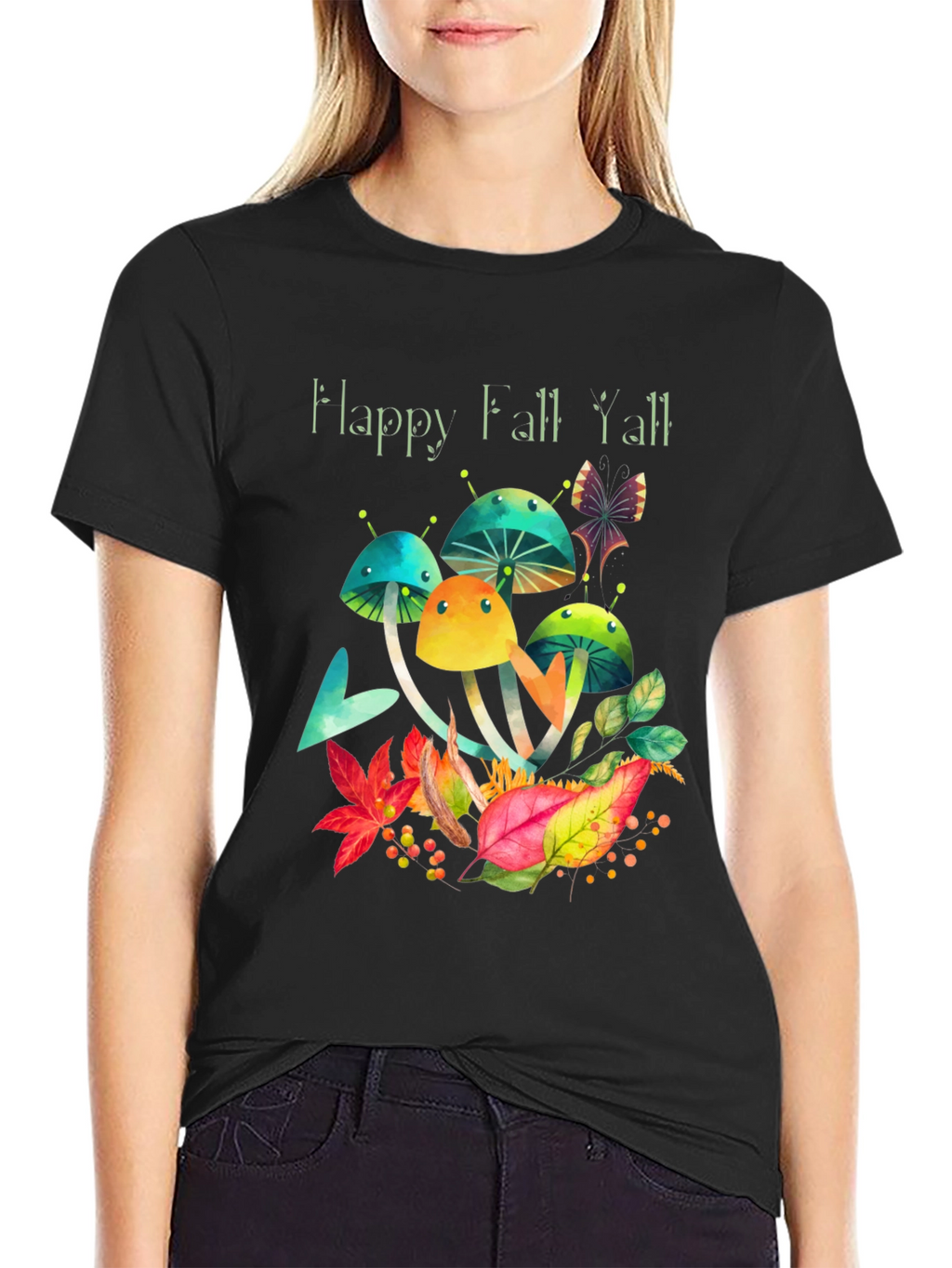 Happy Fall Yall Mushroom Graphic T-Shirt