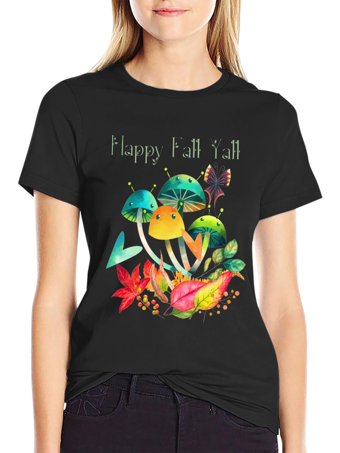Happy Fall Yall Mushroom Graphic T-Shirt