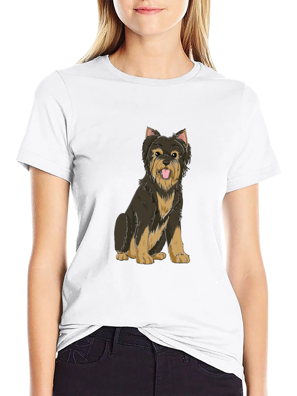 Yorkie Dog Graphic Black T-Shirt