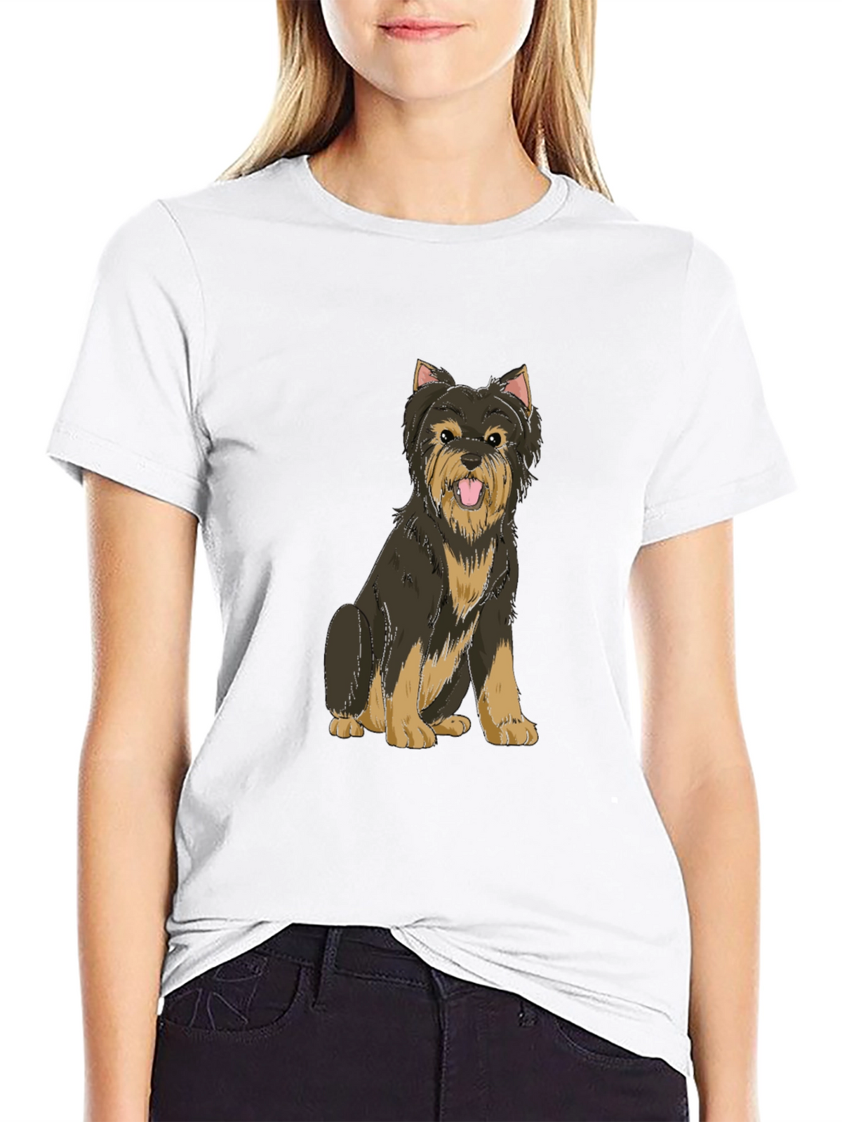 Yorkie Dog Graphic Black T-Shirt