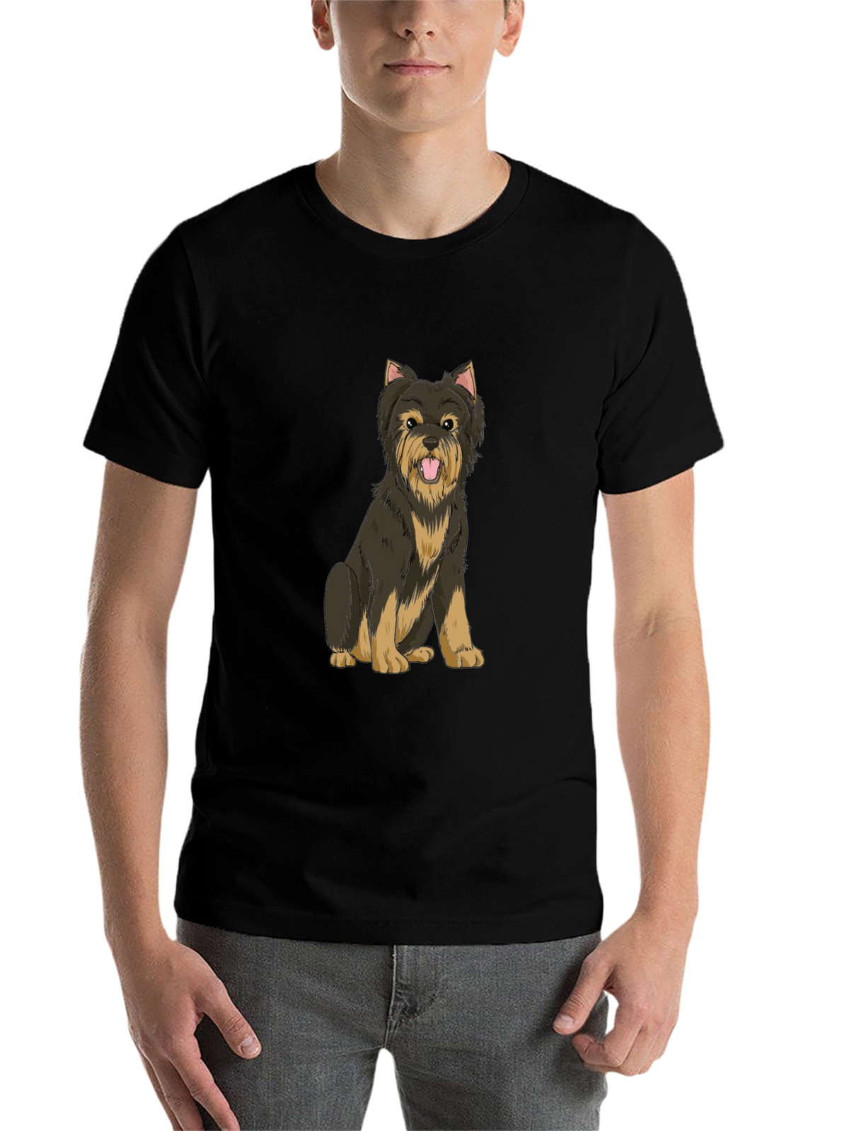 Yorkie Dog Graphic Black T-Shirt