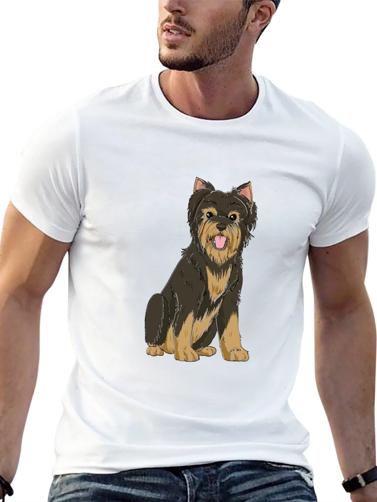 Yorkie Dog Graphic Black T-Shirt