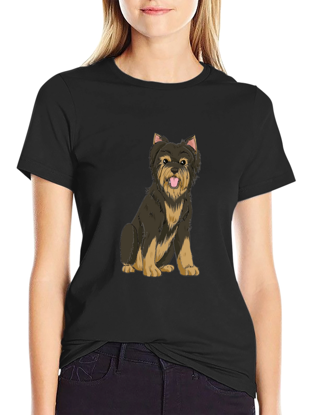 Yorkie Dog Graphic Black T-Shirt