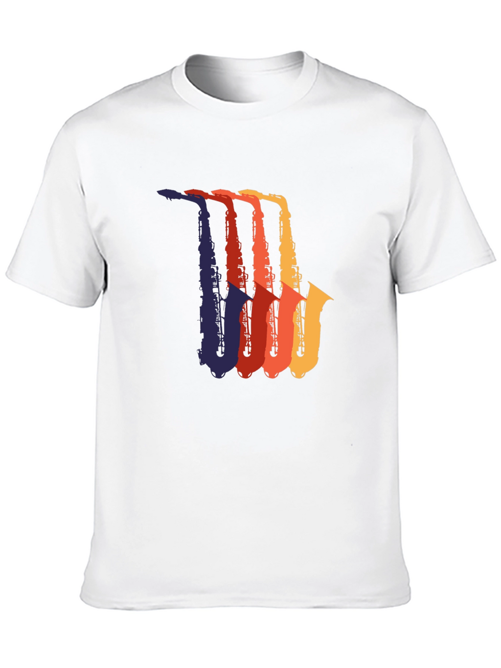 Retro Saxophone Graphic Tee - Black Cotton T-Shirt