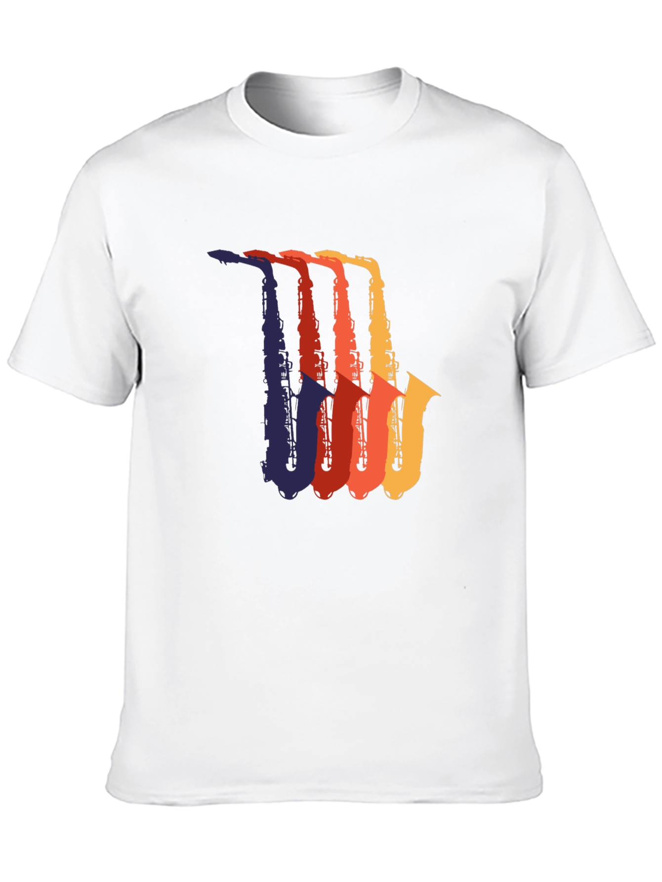Retro Saxophone Graphic Tee - Black Cotton T-Shirt