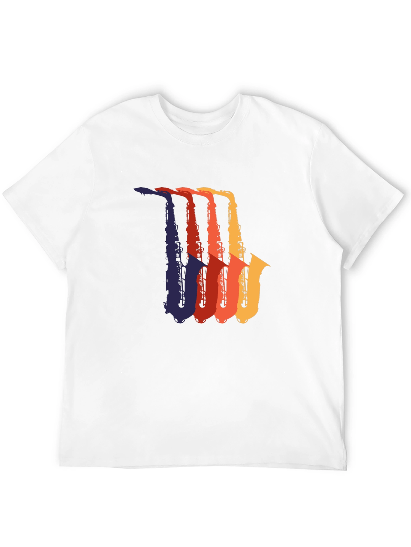 Retro Saxophone Graphic Tee - Black Cotton T-Shirt