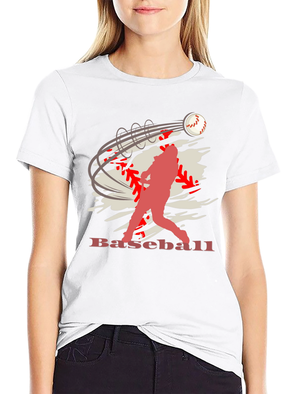Baseball Player Graphic Print Black T-Shirt