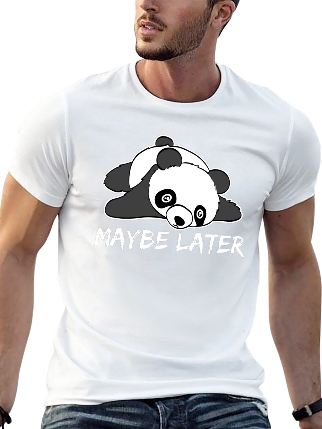 Maybe Later Panda Graphic T-Shirt - Black