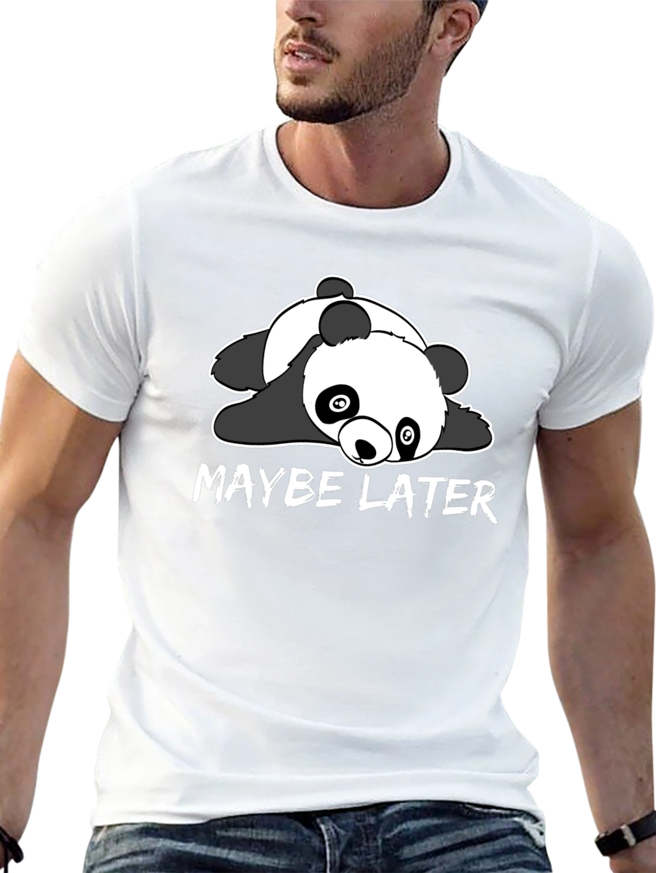 Maybe Later Panda Graphic T-Shirt - Black