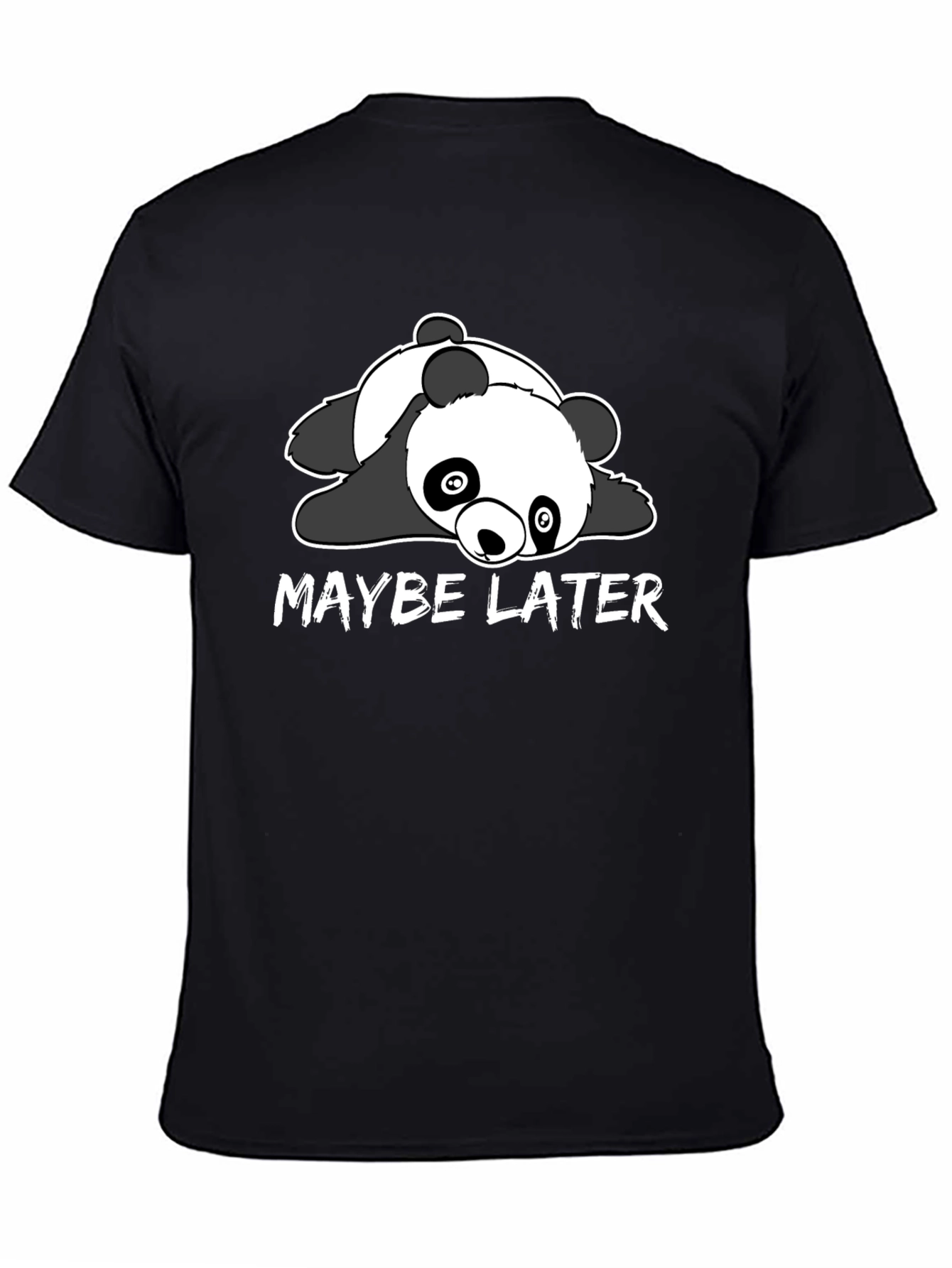 Maybe Later Panda Graphic T-Shirt - Black