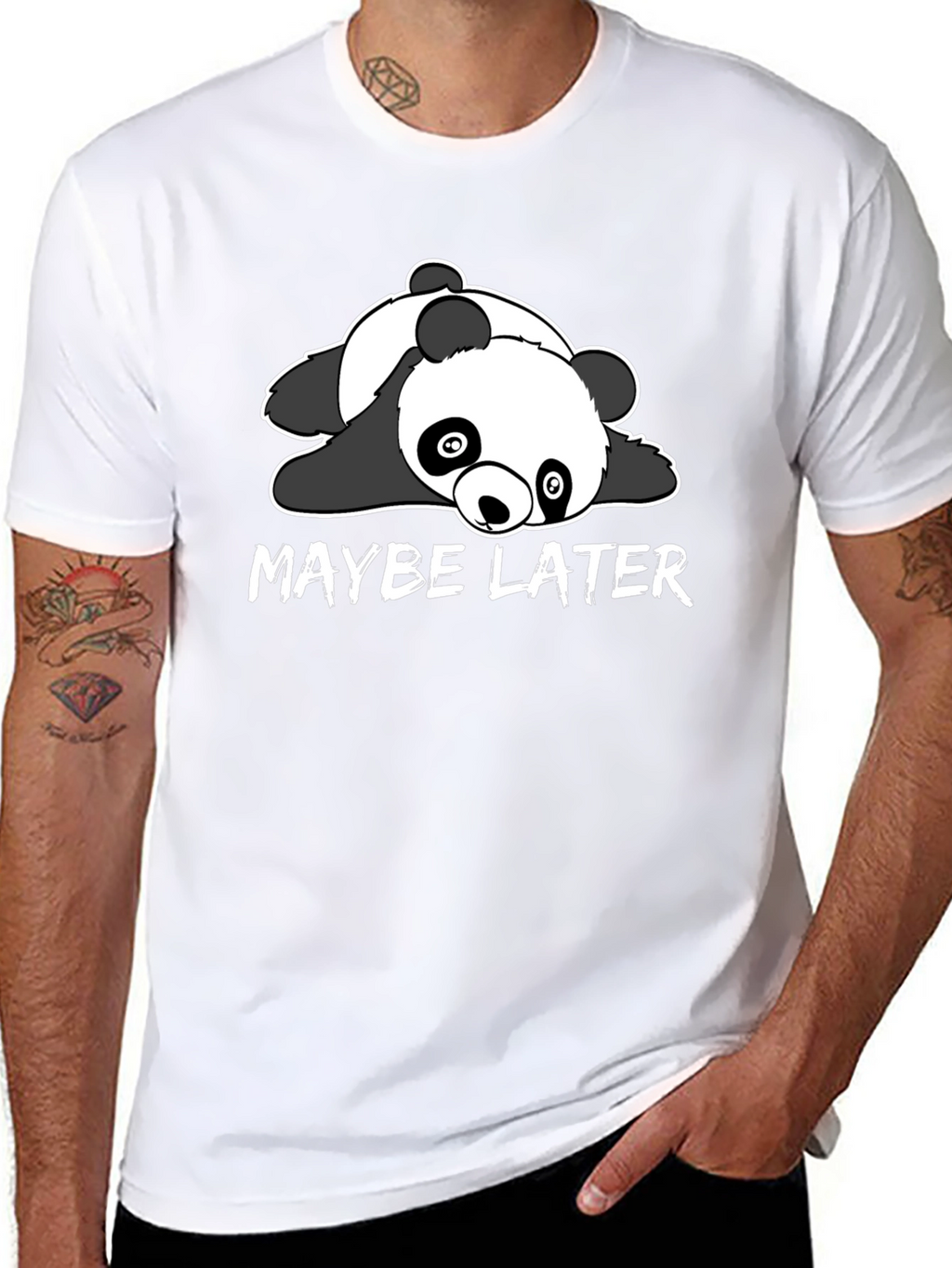 Maybe Later Panda Graphic T-Shirt - Black