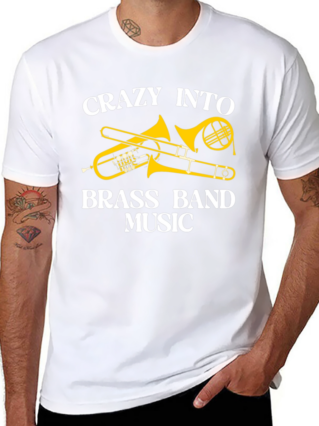 Crazy Into Brass Band Music Black T-Shirt