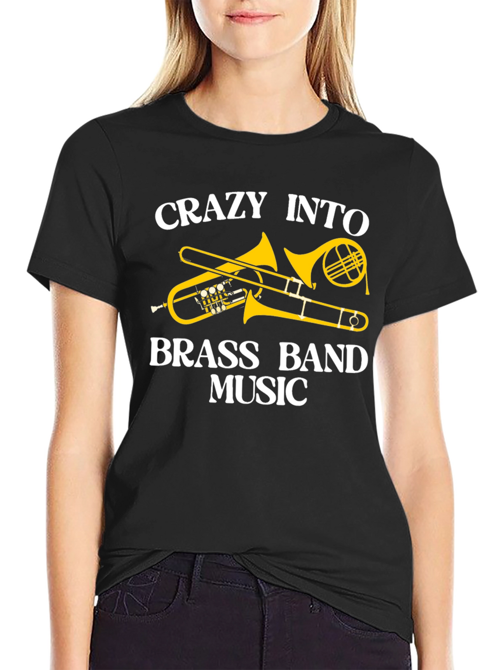 Crazy Into Brass Band Music Black T-Shirt