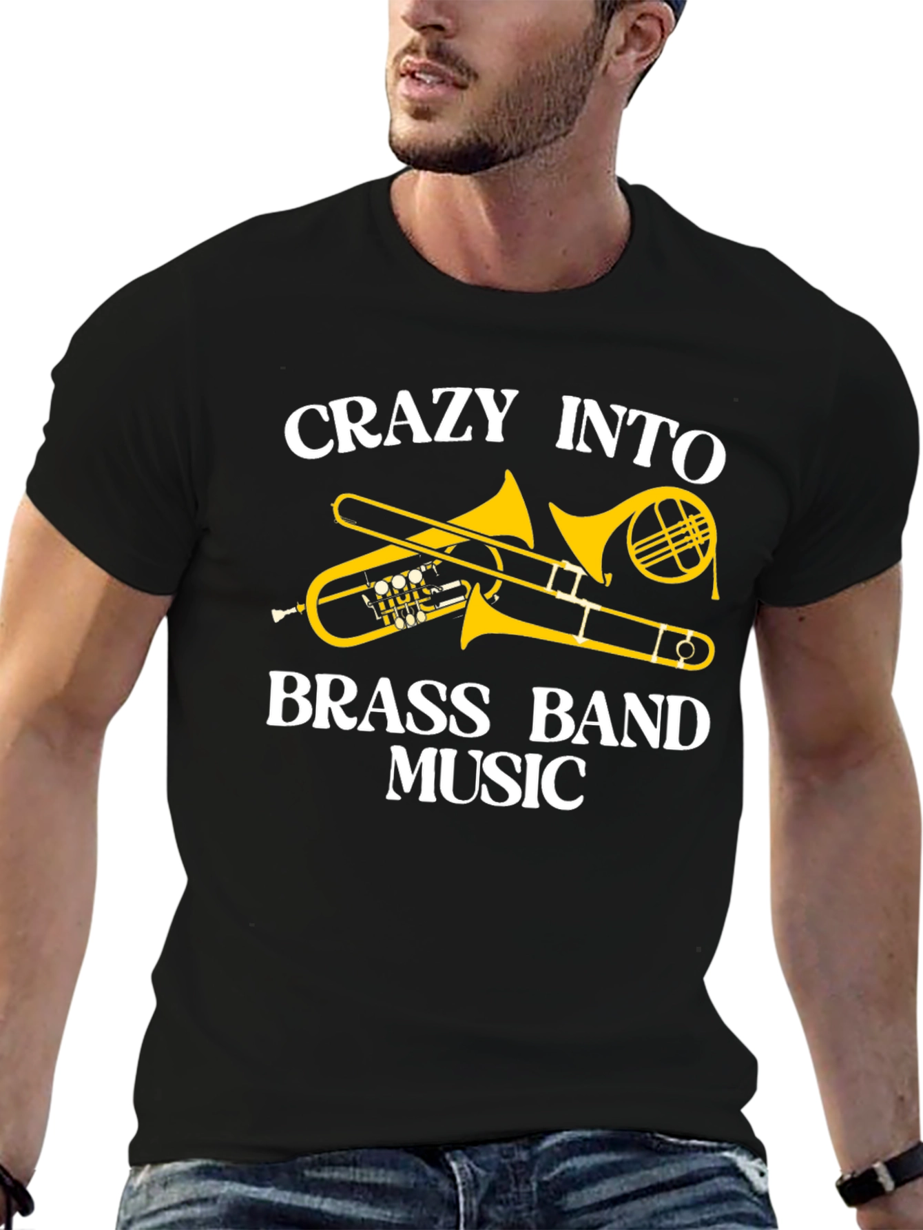 Crazy Into Brass Band Music Black T-Shirt