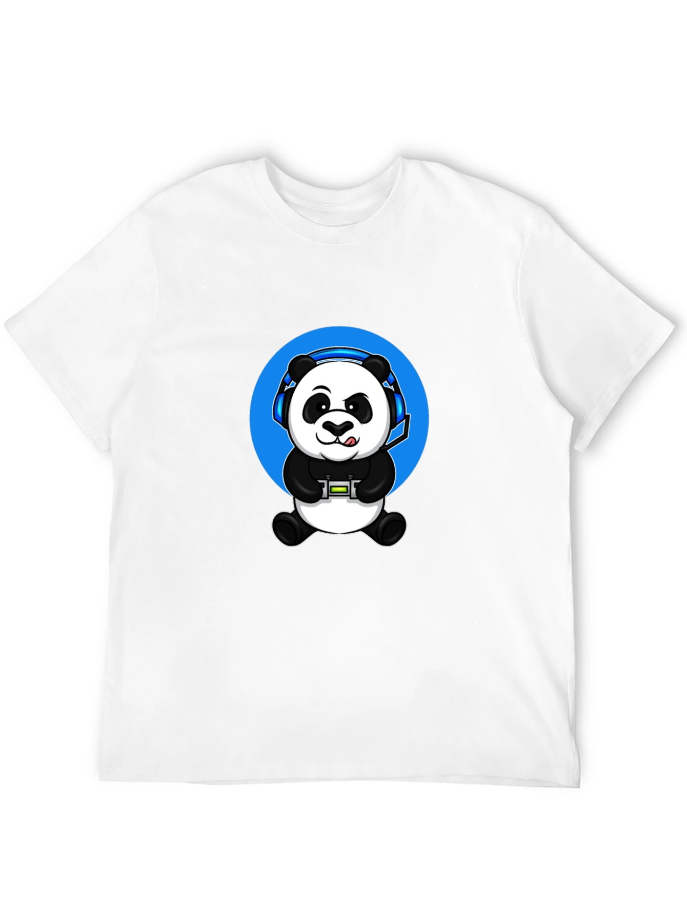Gamer Panda Graphic Tee - Black Cotton Blend