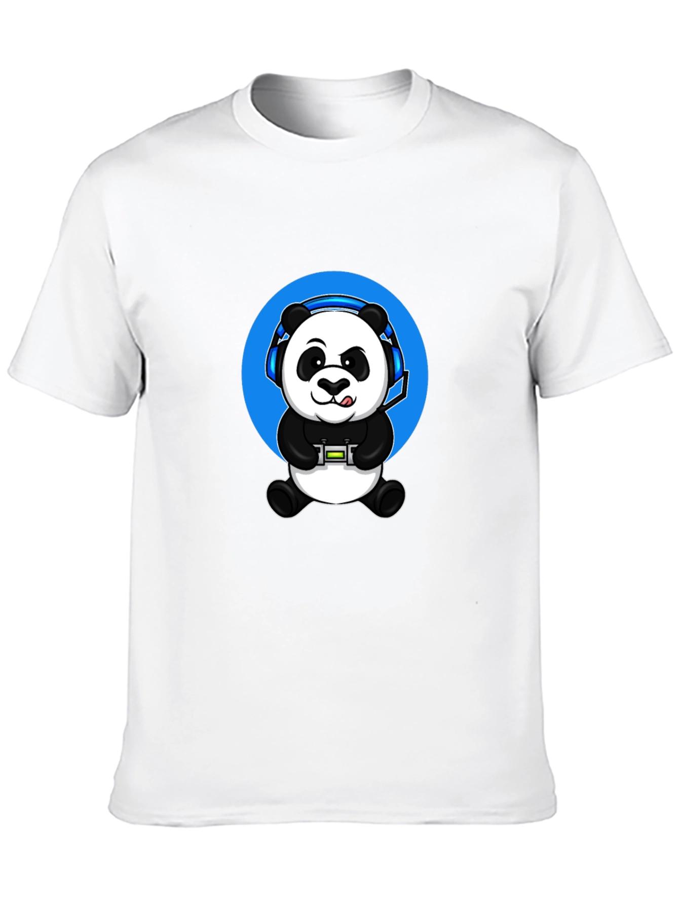 Gamer Panda Graphic Tee - Black Cotton Blend