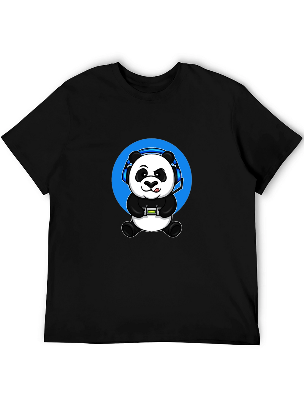Gamer Panda Graphic Tee - Black Cotton Blend