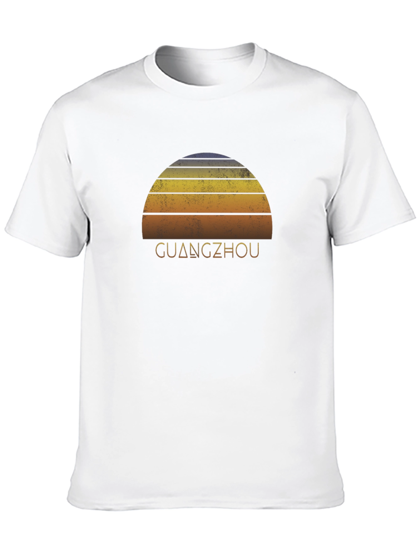 Guangzhou Sunset Graphic Tee - Retro Style Black T-Shirt