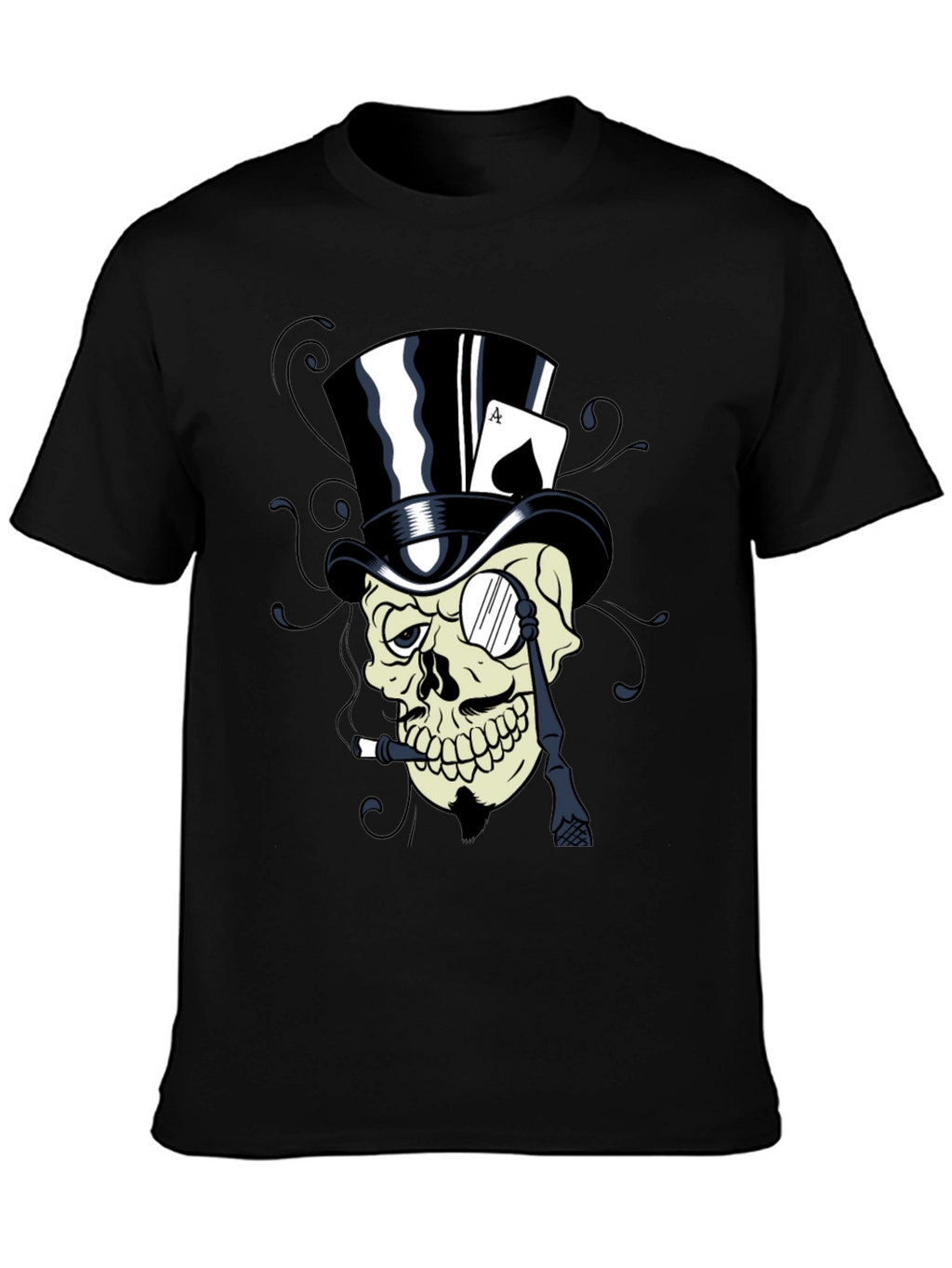 Skull Top Hat Ace Card Graphic T-Shirt