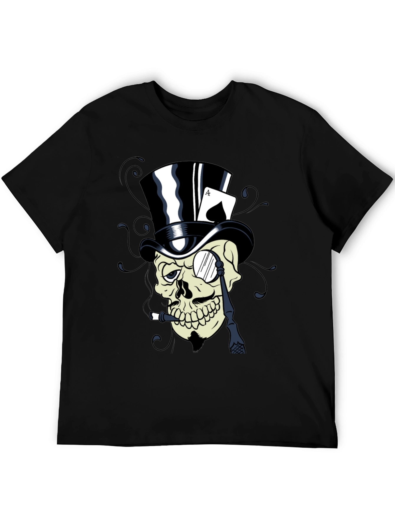 Skull Top Hat Ace Card Graphic T-Shirt